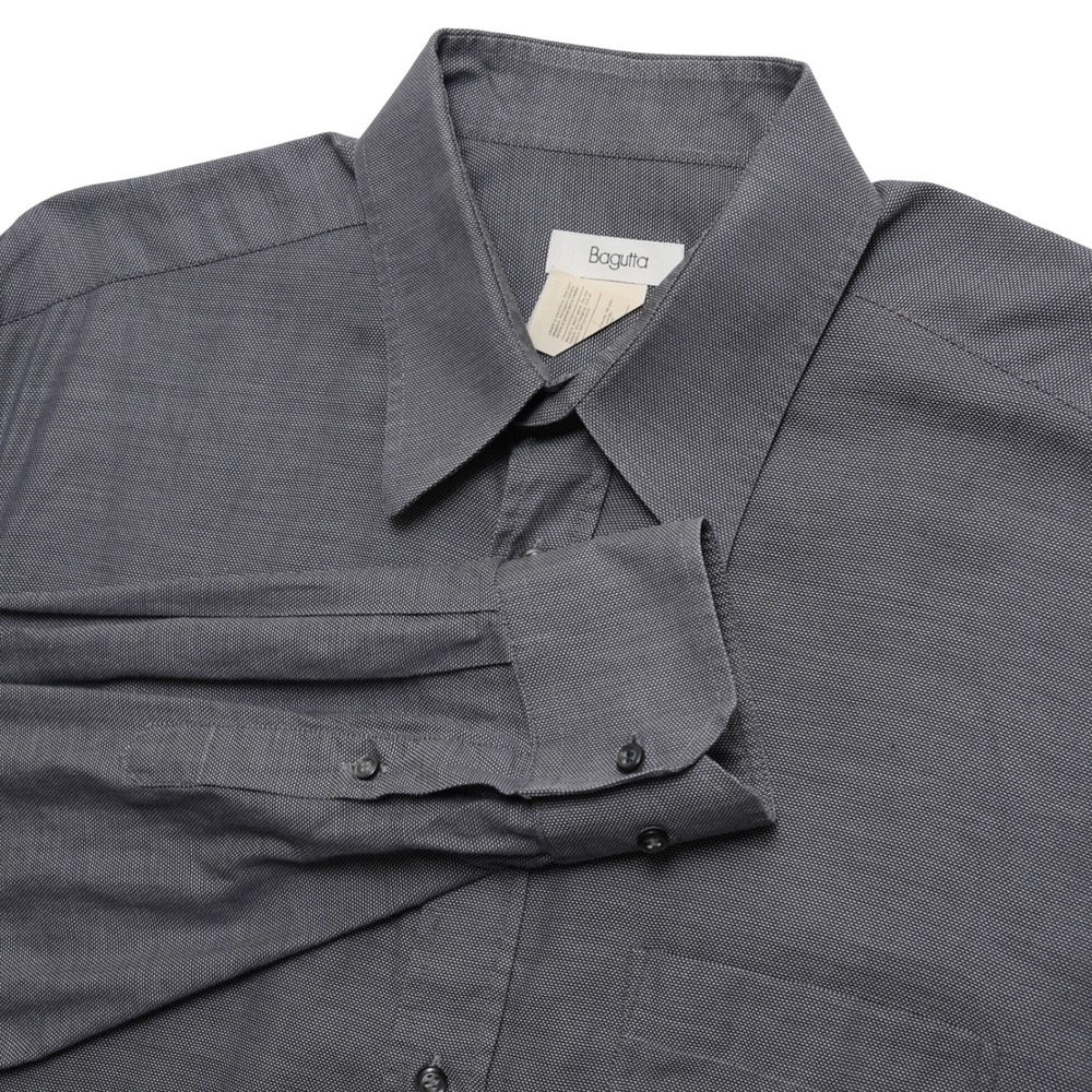 Bagutta Button Front Shirt Mens 17.5 Grey Cotton Made Italy Business Casual